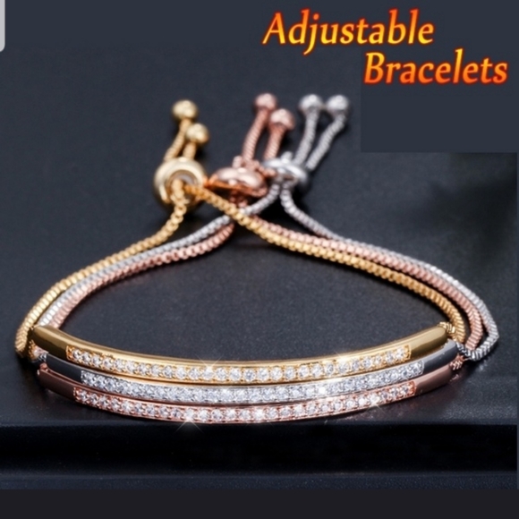 Pretty 18k GOLD plated Bracelet with CZ's in SILVER - Picture 3 of 11